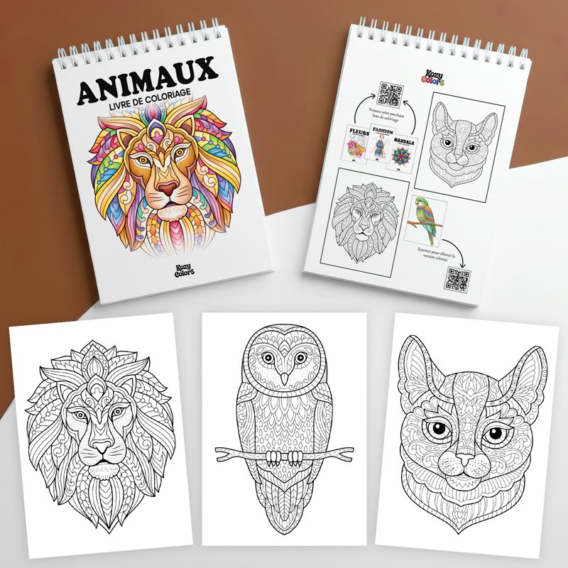 كتاب تلوين بتصاميم حيوانات ماندالا