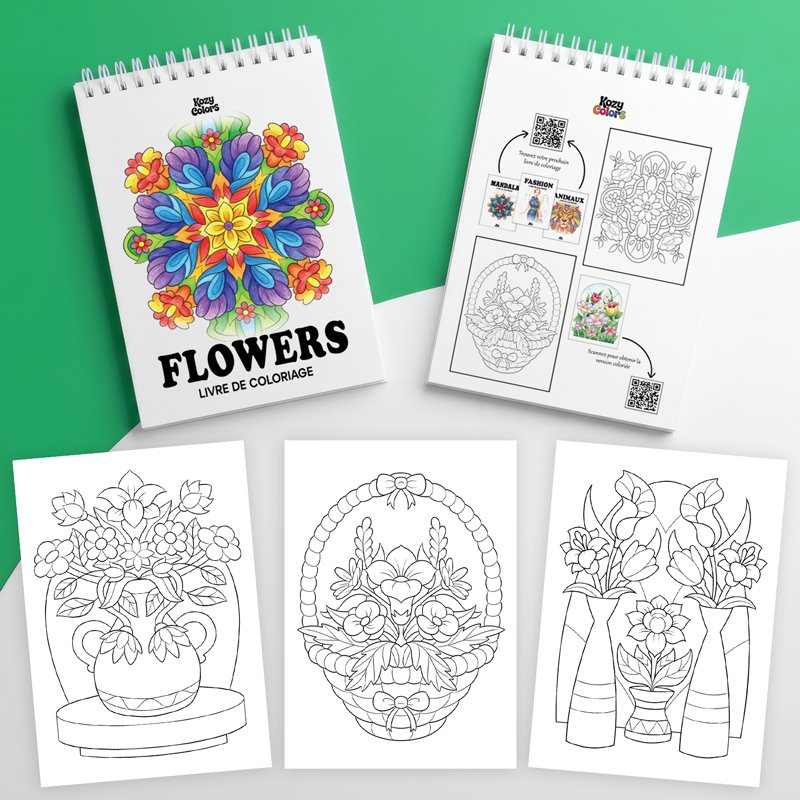 كتاب تلوين بتصاميم زهور جميلة